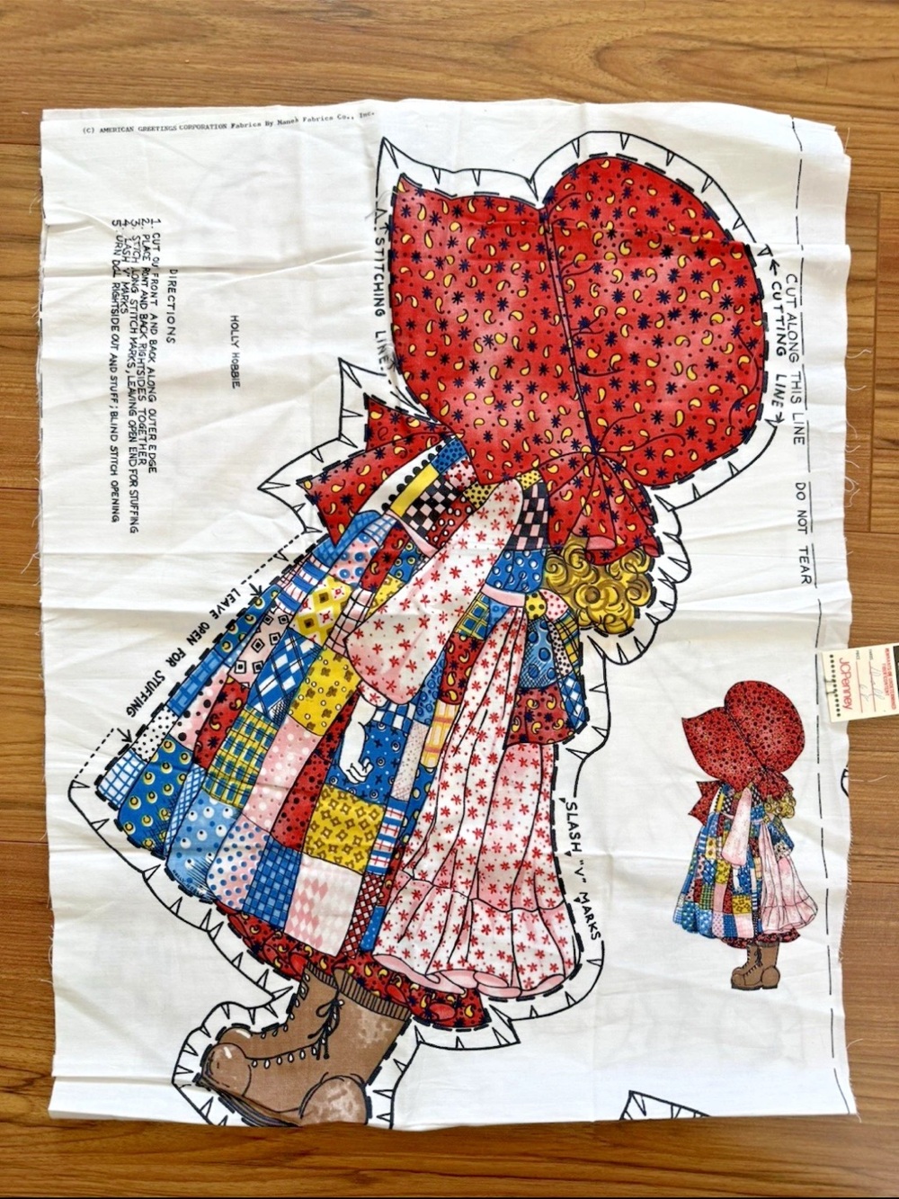 VTG Holly Hobbie American Greetings Cut & Sew Pillow Doll Handmade Craft Panel
